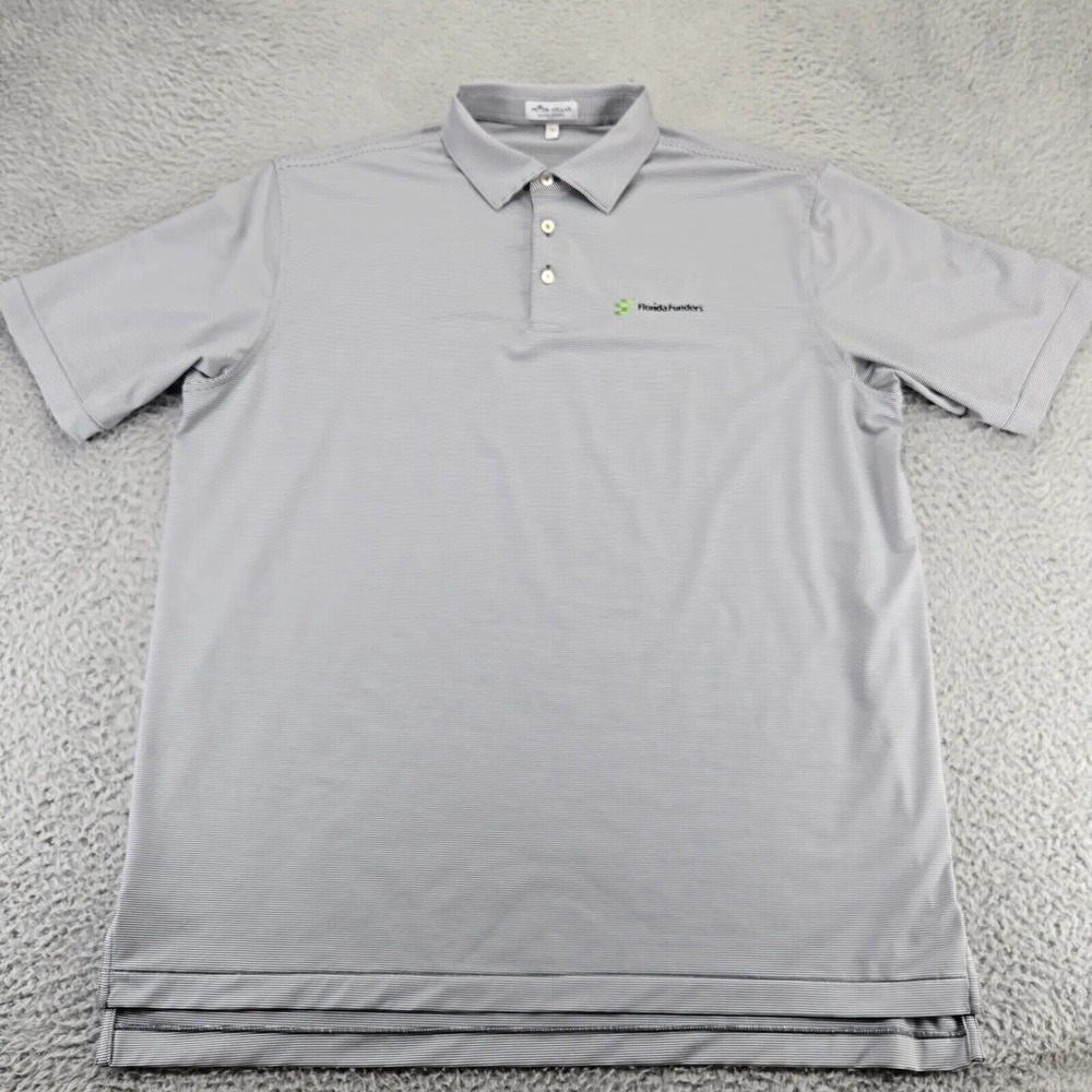 Peter Millar Shirt Mens XL Gray Striped Summer Comfort Golf Polo Outdoors